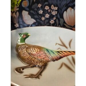 Vintage Norcrest Japan Ceramic Pheasant Cigar Ashtray Dish Brown Green Accent